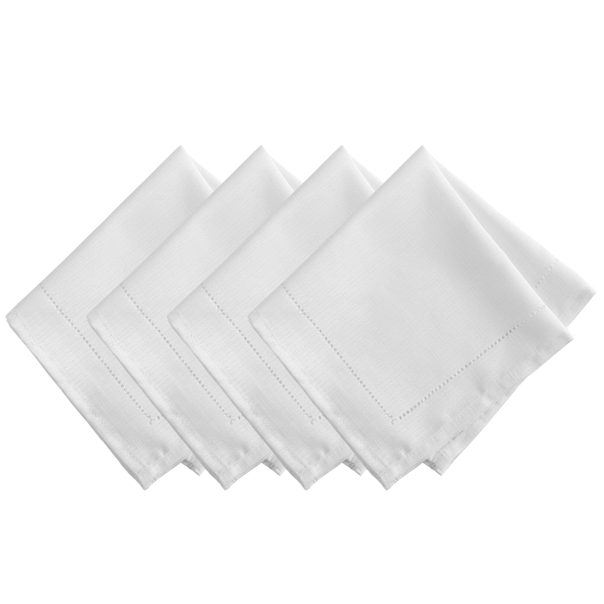 White Linen Napkin with Black Contrast Hemstitch