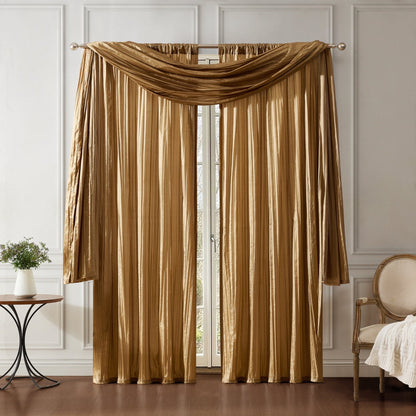 Athena Faux Crushed Silk Window Curtain and Scarf Set