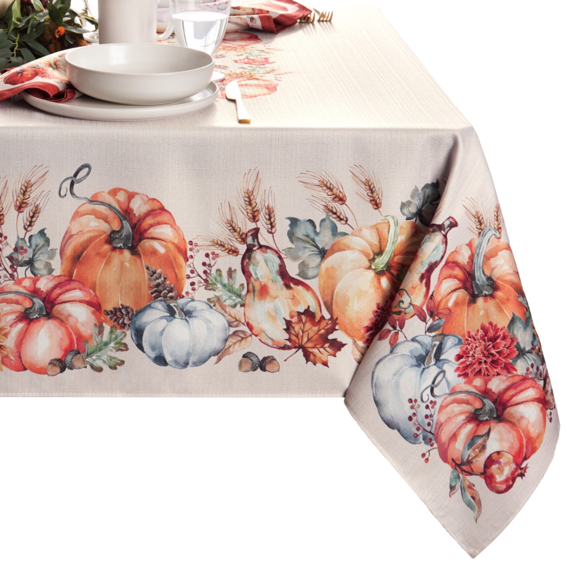 Botanical Harvest Pumpkin Engineered Tablecloth – Elrene Home Fashions