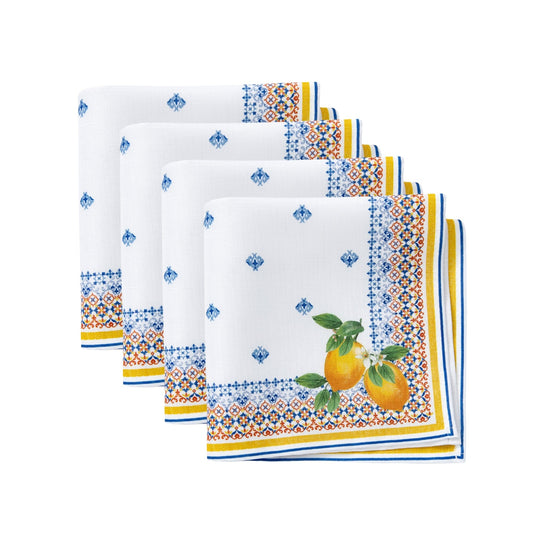 Capri Lemon Double Border Napkin, Set of 4