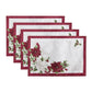 Clarette Poinsettia Holiday Fabric Placemats, Set of 4