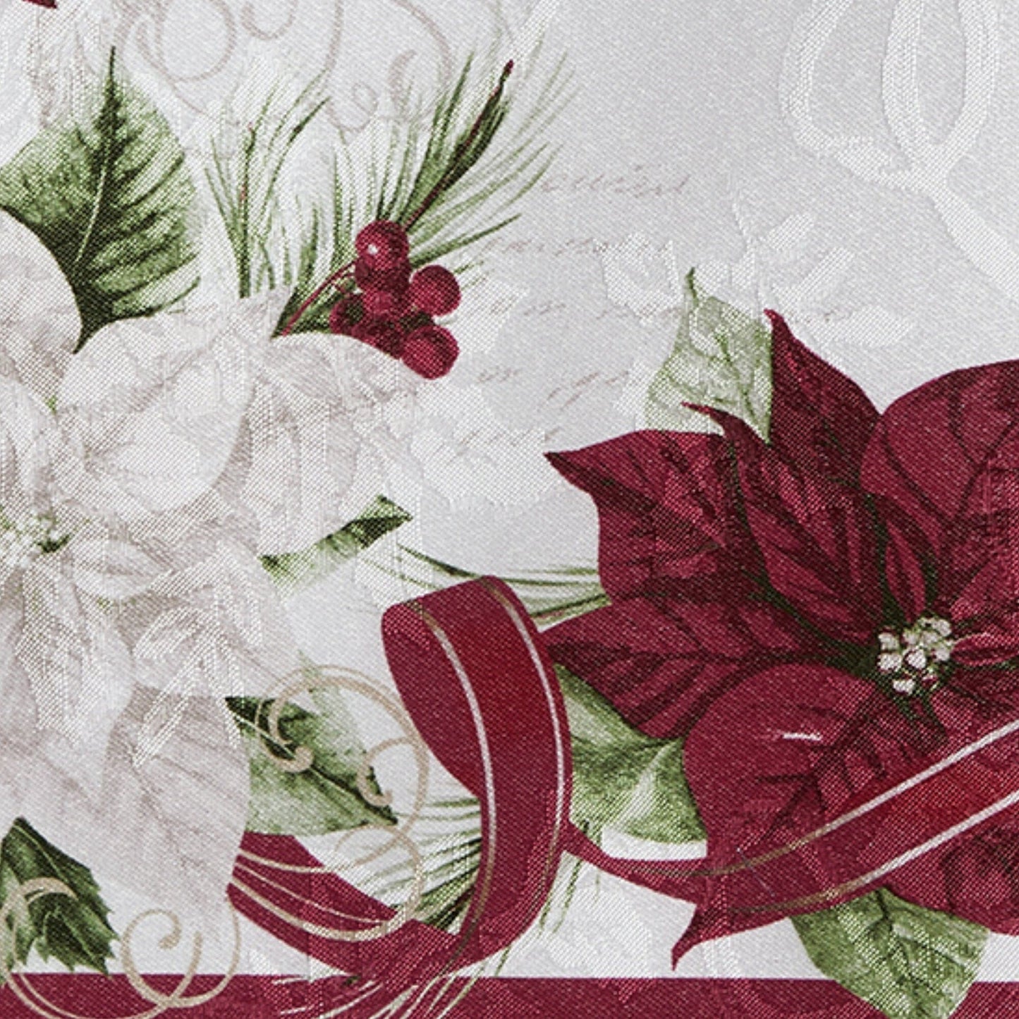 Clarette Poinsettia Holiday Fabric Table Runner