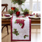 Clarette Poinsettia Holiday Fabric Table Runner