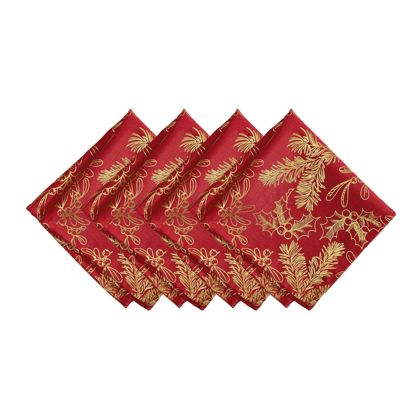 Foil Woodland Holiday Fabric Napkins, Set of 4