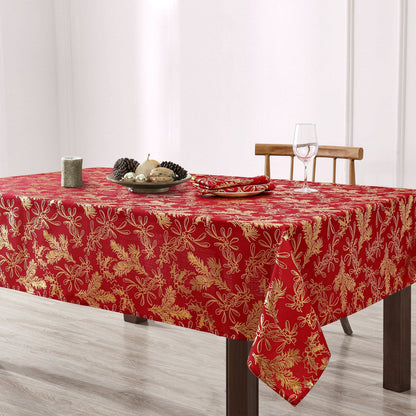 Foil Woodland Holiday Fabric Tablecloth