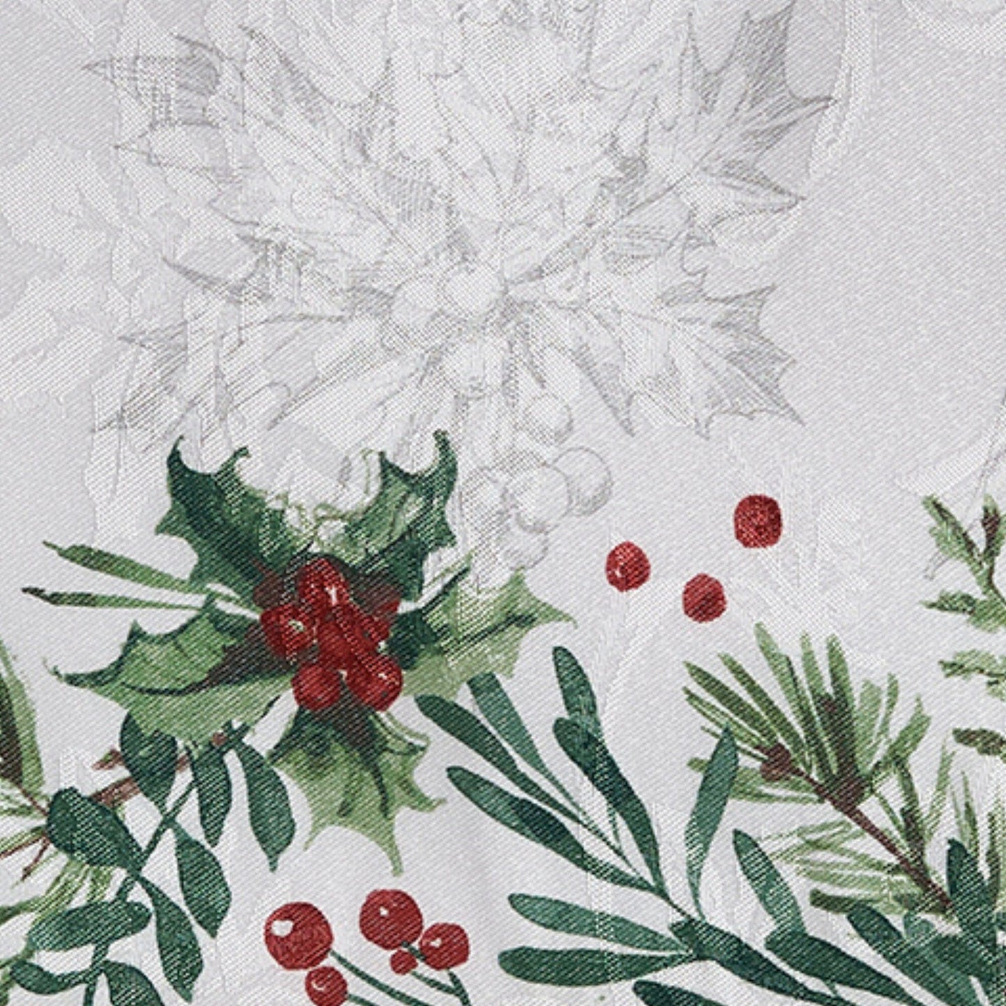 Holly Berry Flourish Holiday Fabric Tablecloth