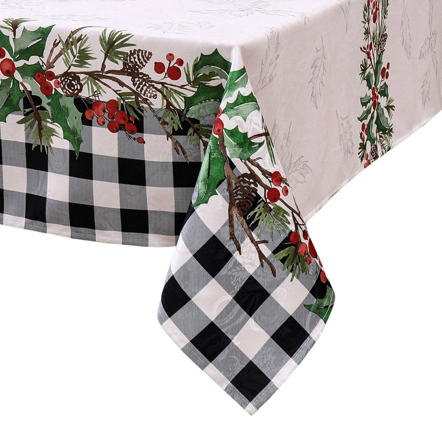 Holly Farmhouse Charm Holiday Fabric Tablecloth