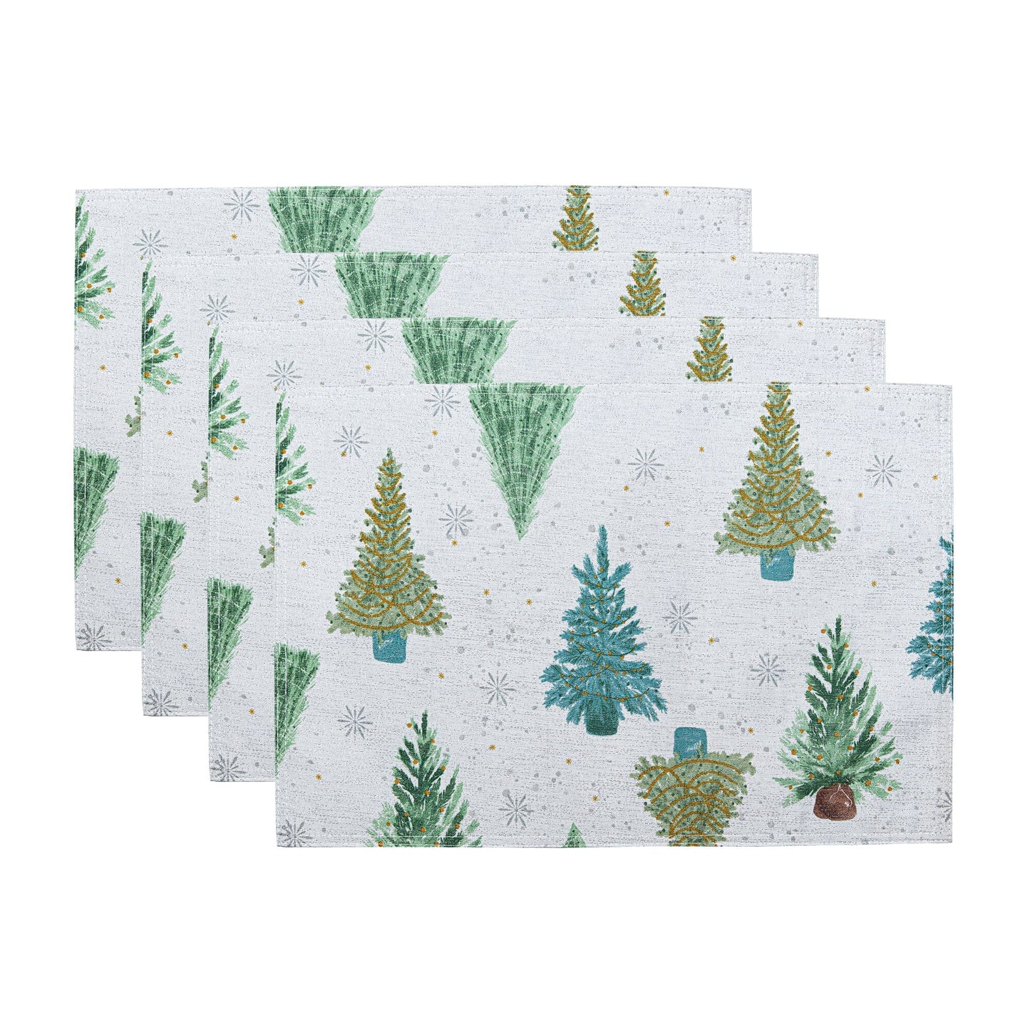 Lucina Twinkle Trees Holiday Lurex Fabric Placemats, Set of 4