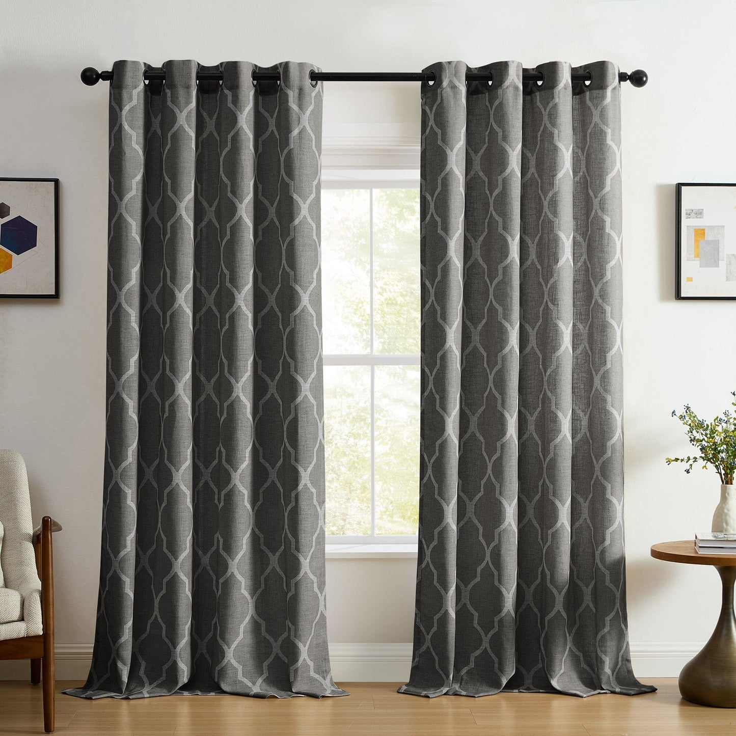 Medalia Room Darkening Geometric Window Curtain - Clearance