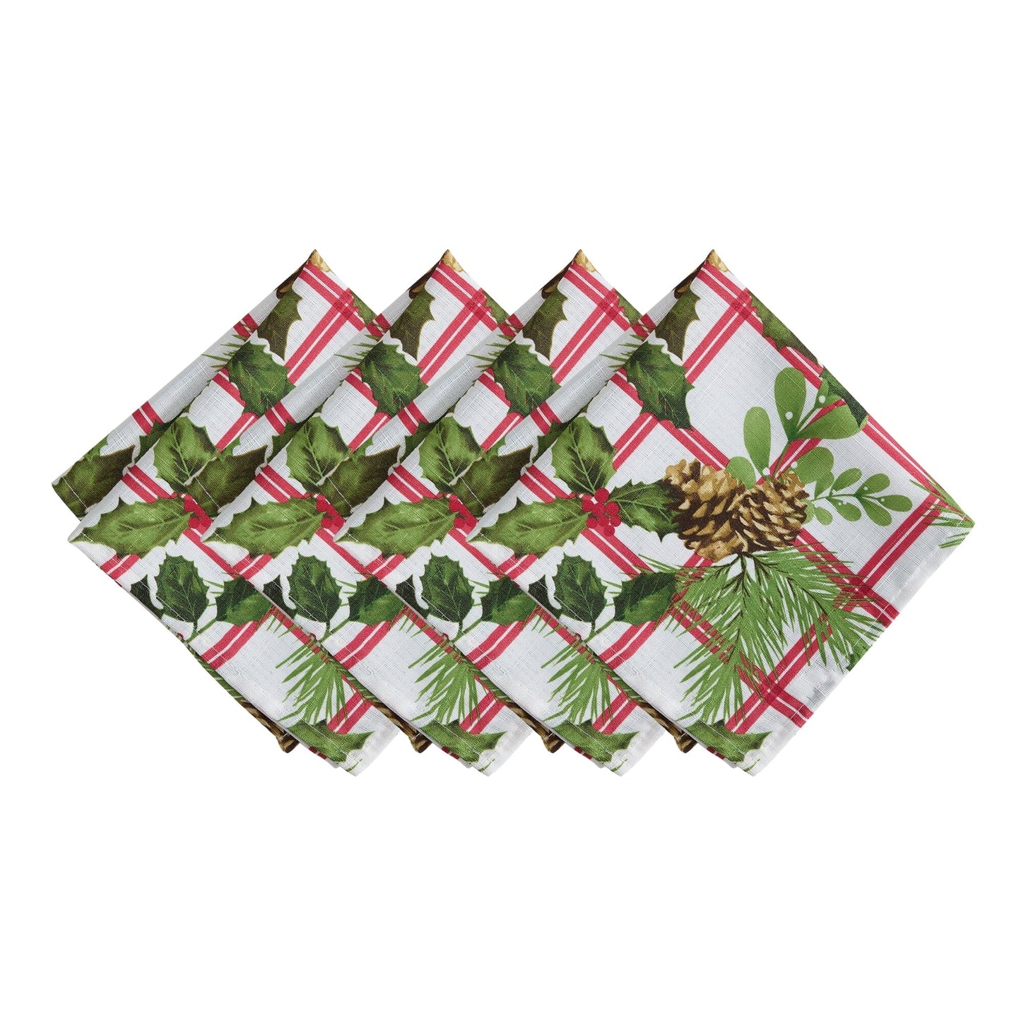 Pinecone Plaid Holiday Fabric Napkins, Set of 4