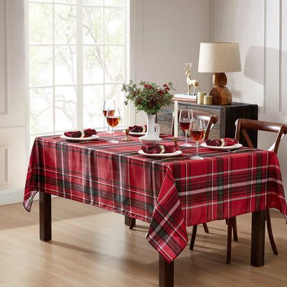 Pocono Plaid Holiday Fabric Tablecloth