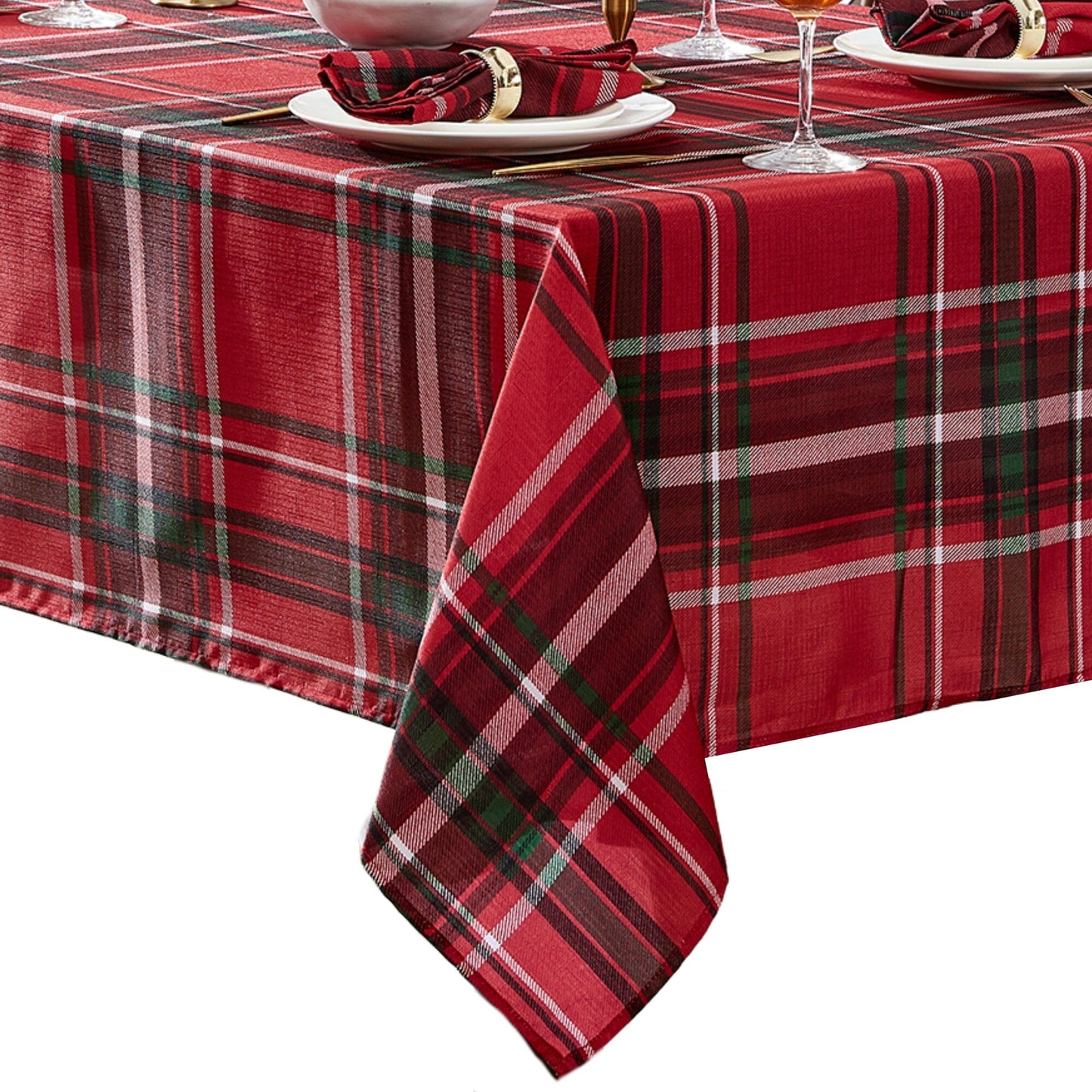 Pocono Plaid Holiday Fabric Tablecloth