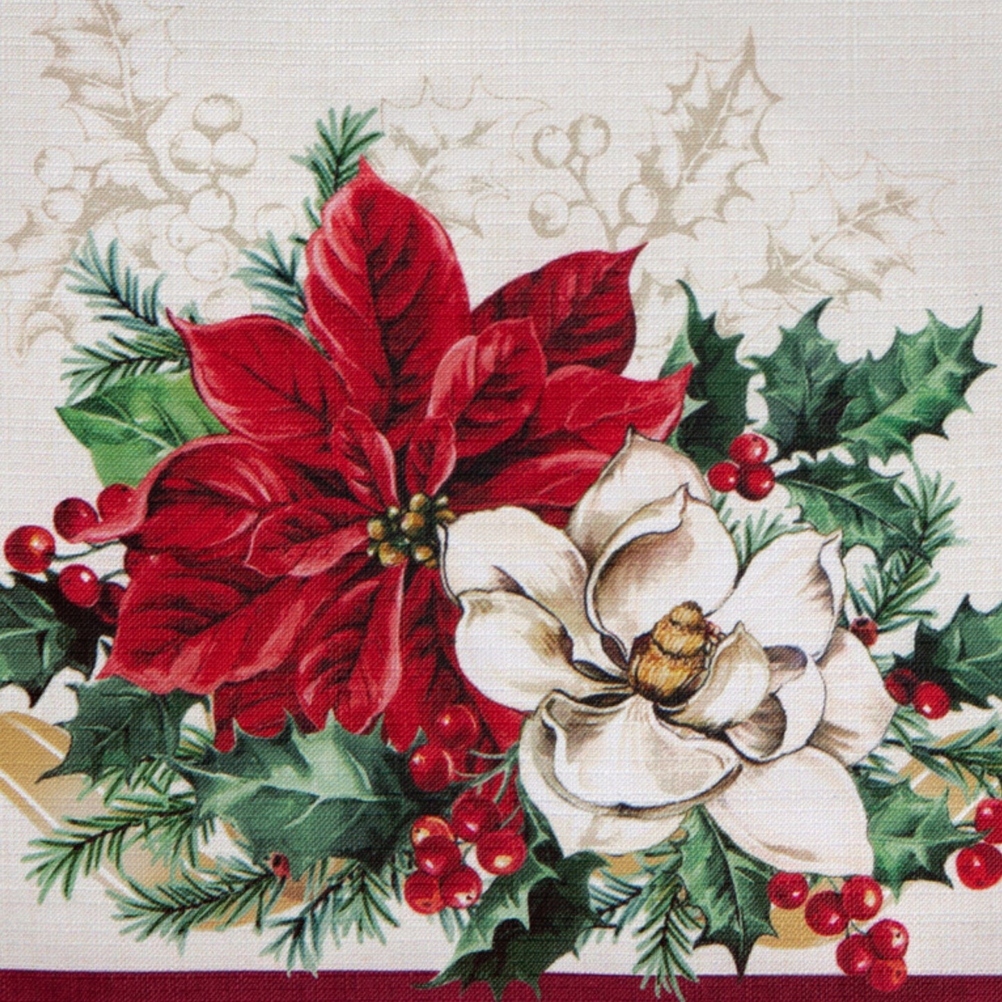 Poinsettia Garlands Engineered Tablecloth