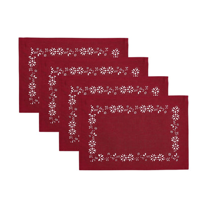 Poinsettia Noel Laser Cut Placemats, Set of 4