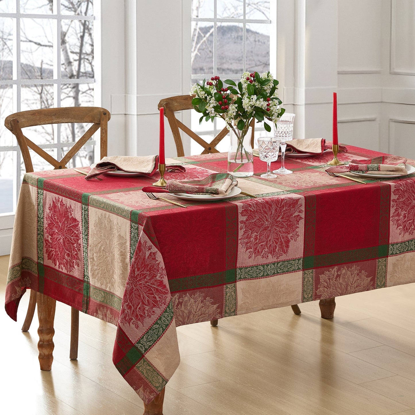 Prestige Poinsettia Jacquard Tablecloth