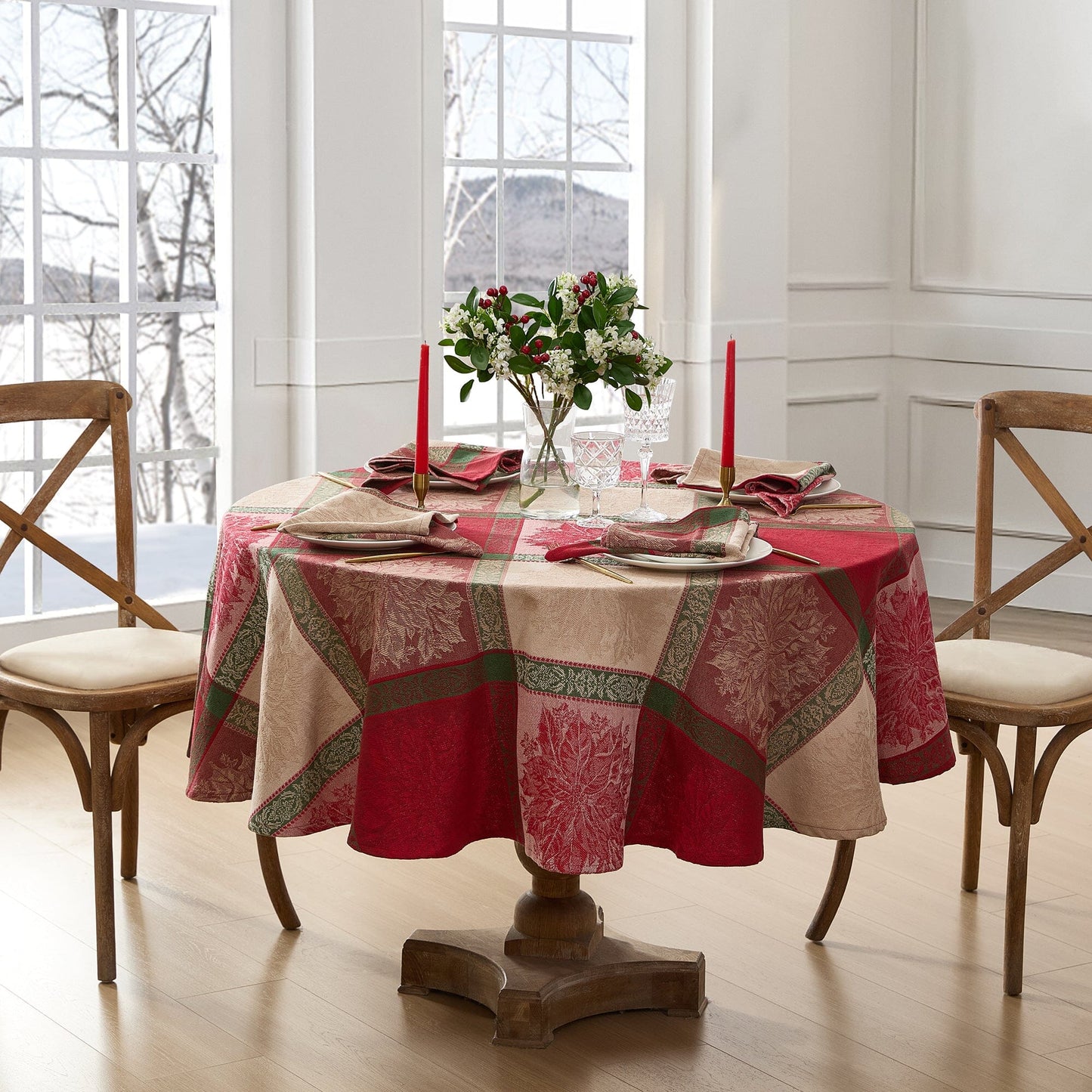 Prestige Poinsettia Jacquard Tablecloth