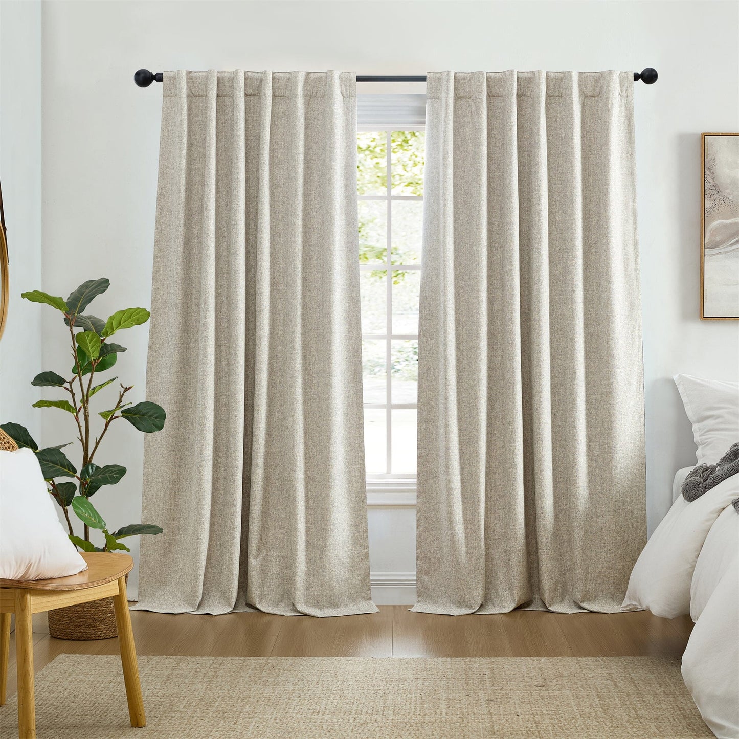 Solace Max-Blackout Solid Texture Window Curtain Panel