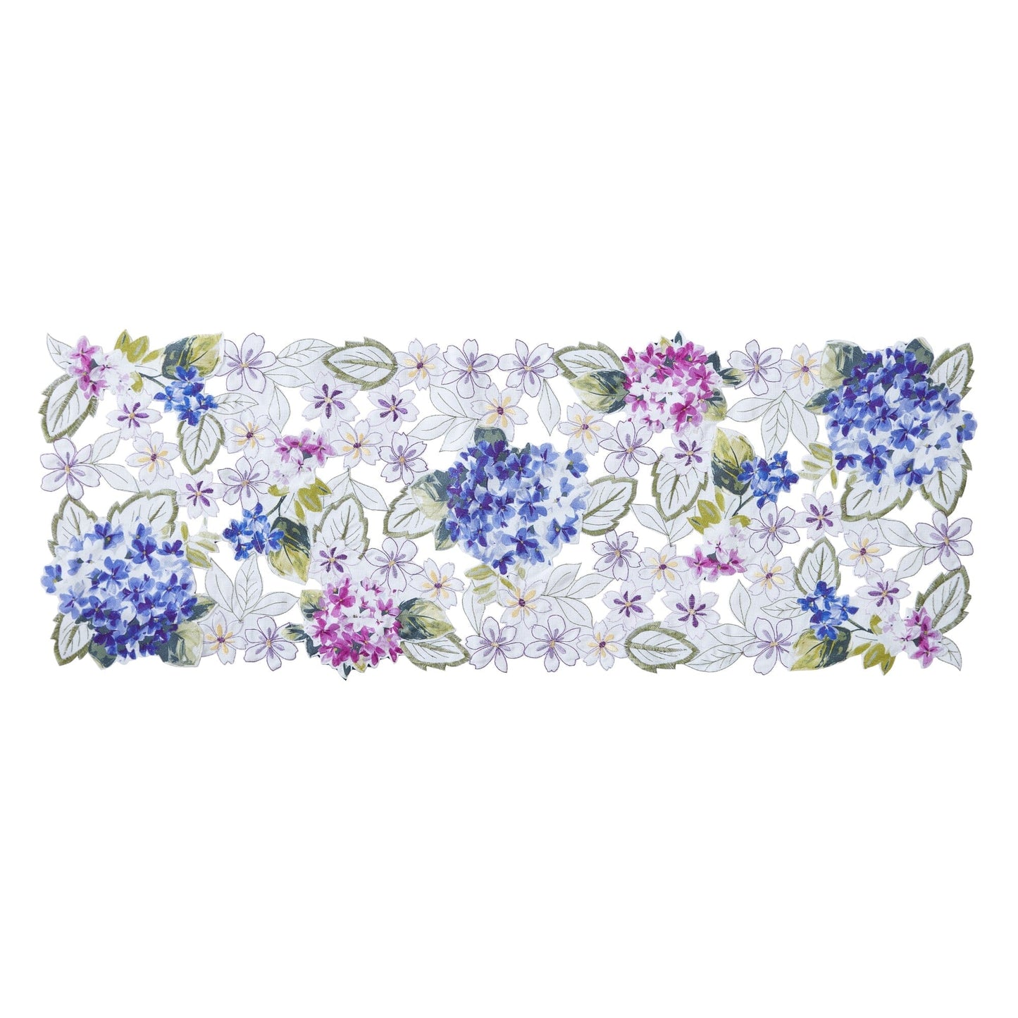 Spring Hydrangea Floral Allover Table Runner