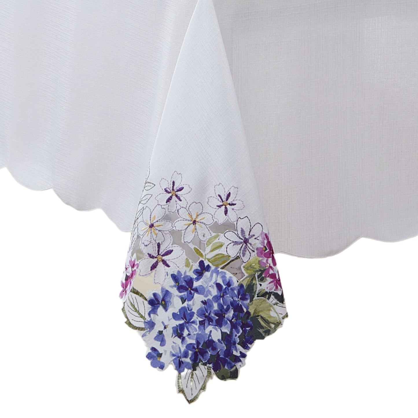 Spring Hydrangea Floral Cutwork Tablecloth