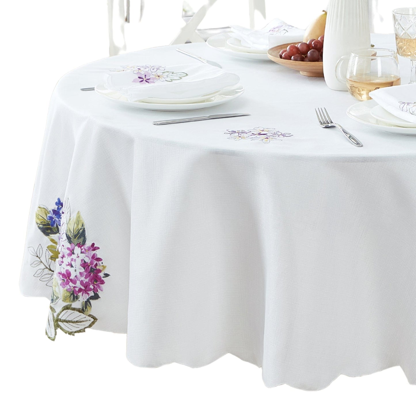 Spring Hydrangea Floral Cutwork Tablecloth