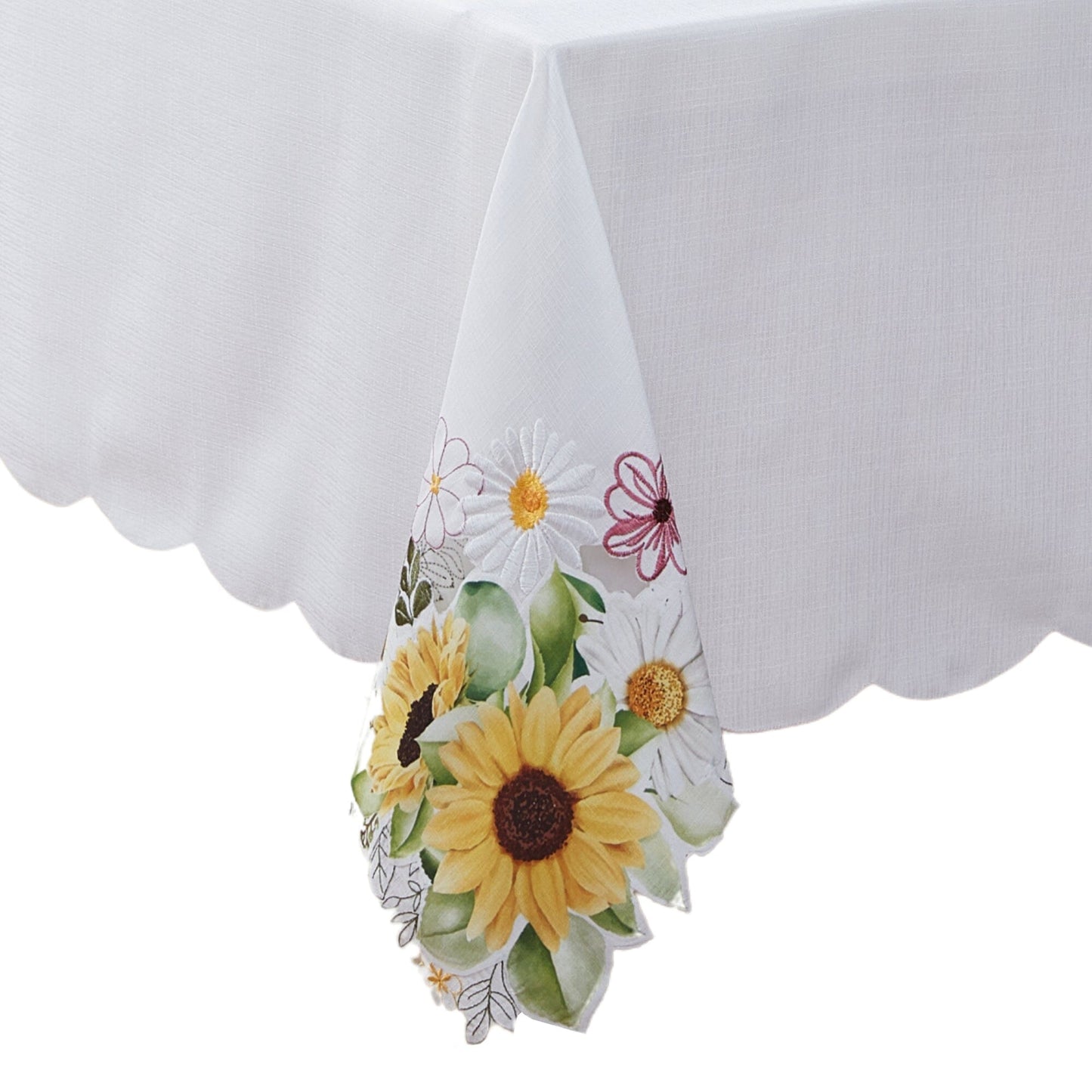 Sunflower and Daisies Cutwork Tablecloth