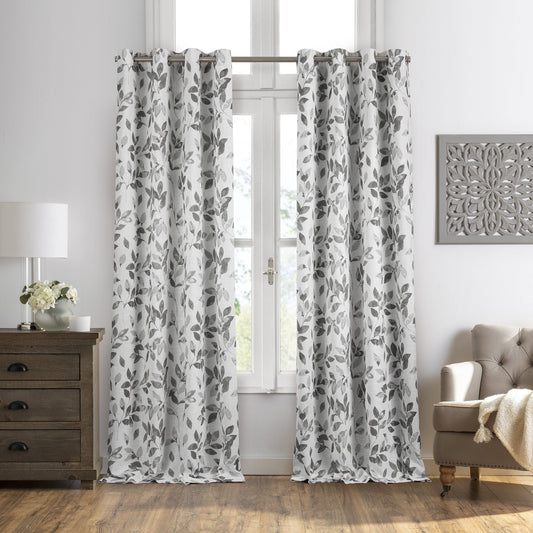 Avalon Botanical Leaf Print Blackout Window Curtain-Elrene Home Fashions