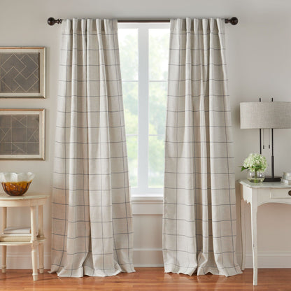 Brighton Windowpane Plaid Blackout Window Curtain Panel-Elrene Home Fashions