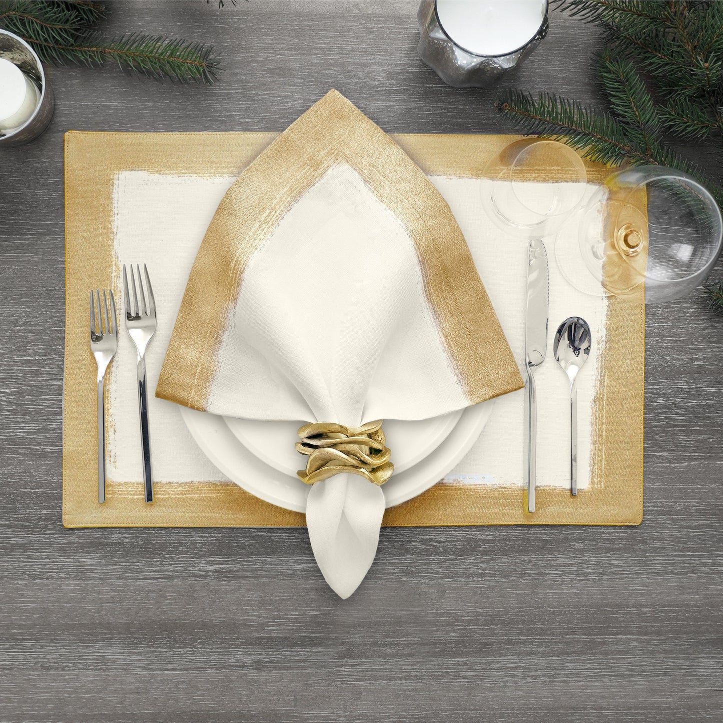 metallic napkin set of 4