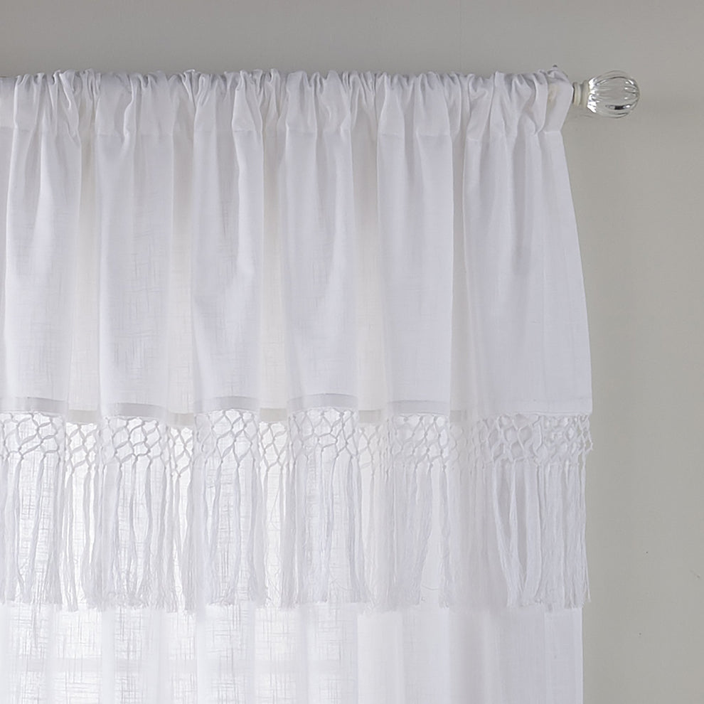 Calypso Macramé Tassel Semi Sheer Window Curtain - Clearance – Elrene ...