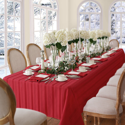 red stripe tablecloth