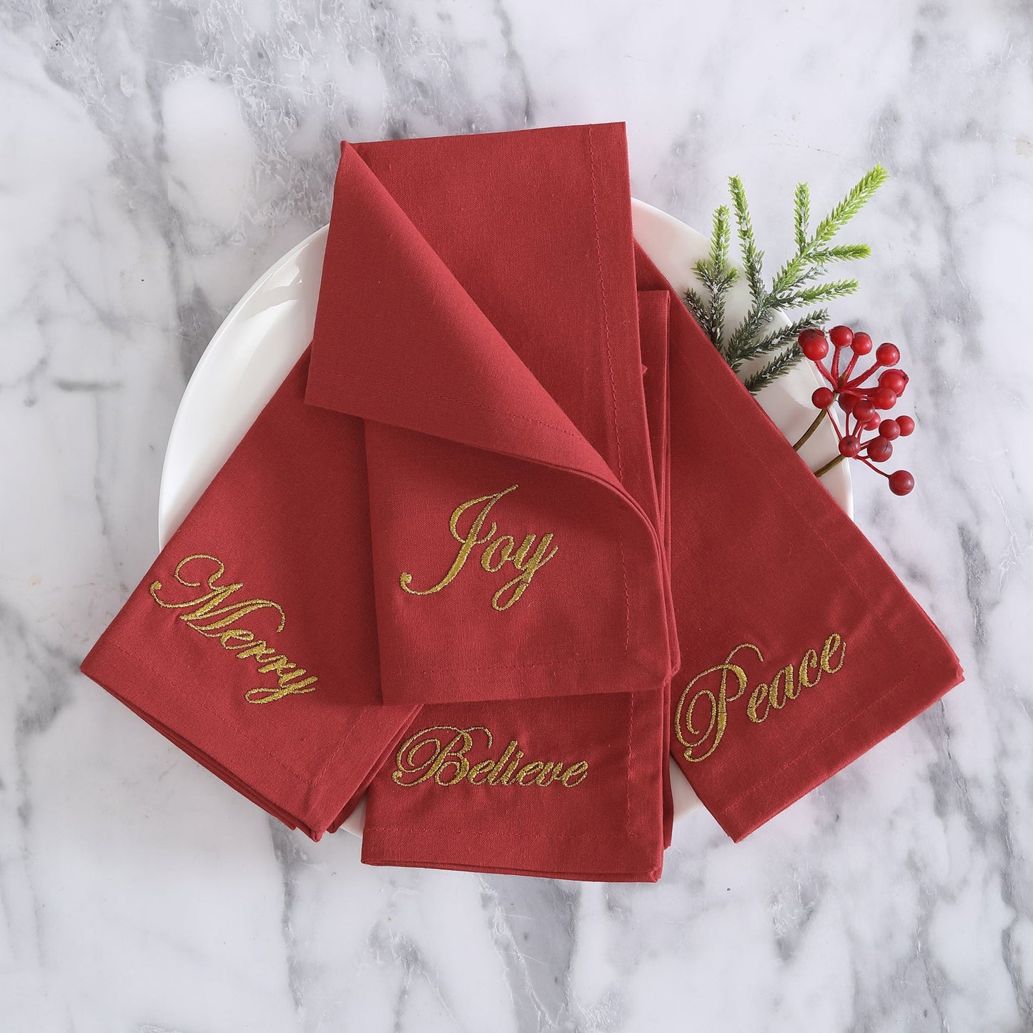 Holiday Sentiments Napkins, Set of 4