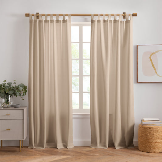 Cortinas para ventana Rhodes, color sólido, con pestaña superior, juego de 2