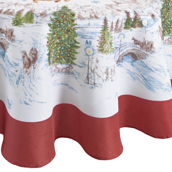 Santa’s Snowy Sleighride Tablecloth – Elrene Home Fashions