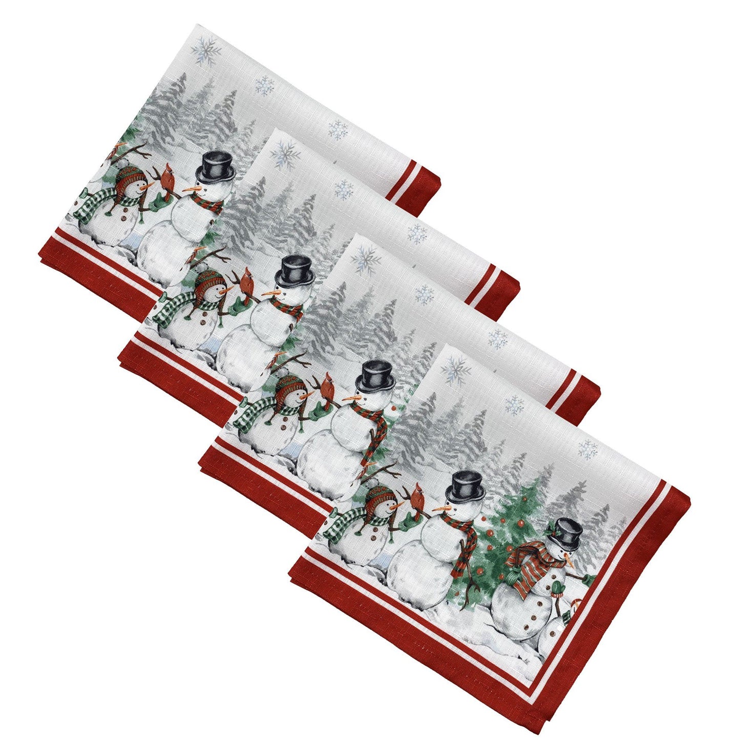 Snowman Winterland Holiday Snowflake Napkin, Set of 4-Elrene Home Fashions