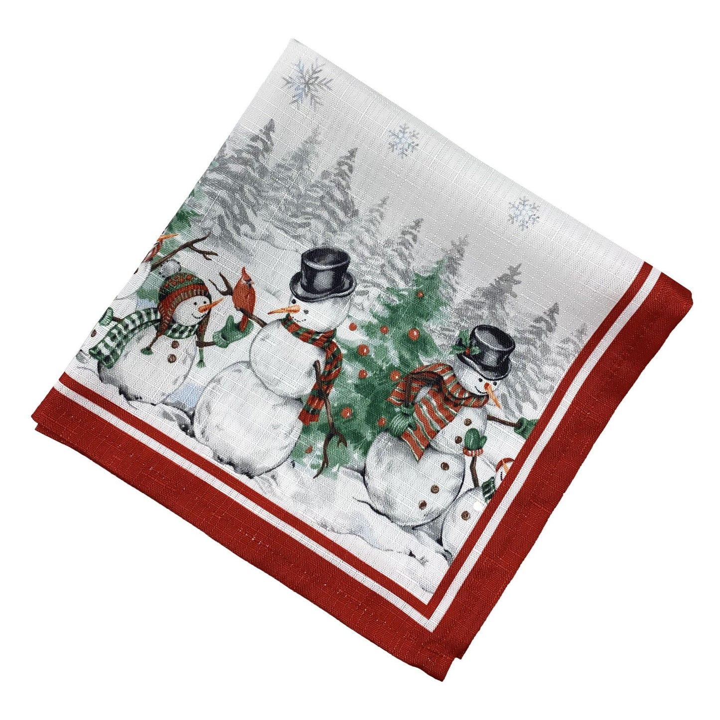 Snowman Winterland Holiday Snowflake Napkin, Set of 4-Elrene Home Fashions