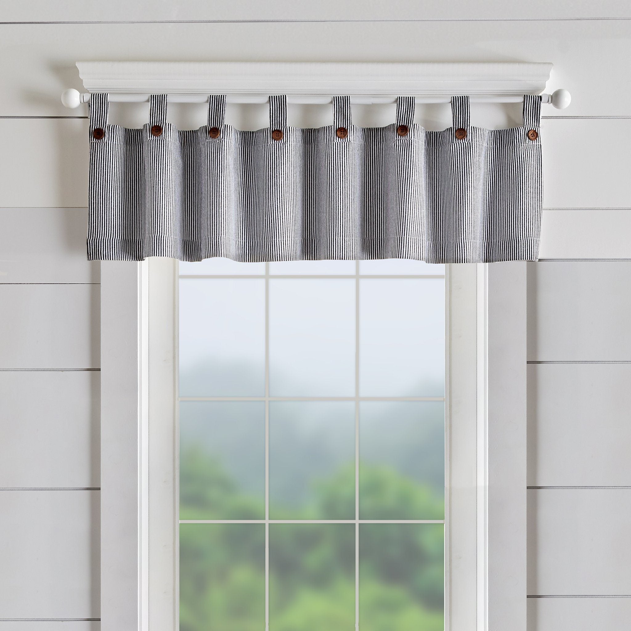 Tie-Up Valance Pebble Taupe on sale Ticking Stripe